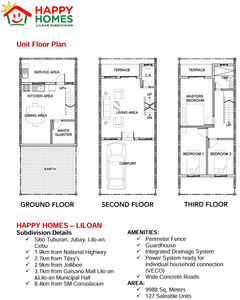 2-3 Storey Townhouses for sale Happy Homes Jubay Liloan Cebu Philippines for as low as 3.3m